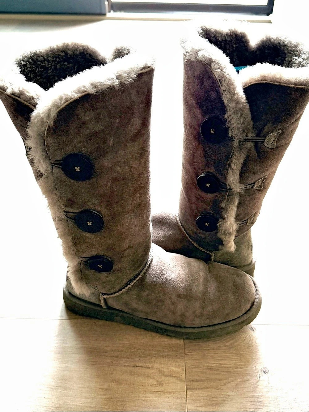 UGG Bailey Button Triplet Winter Boots - Gray